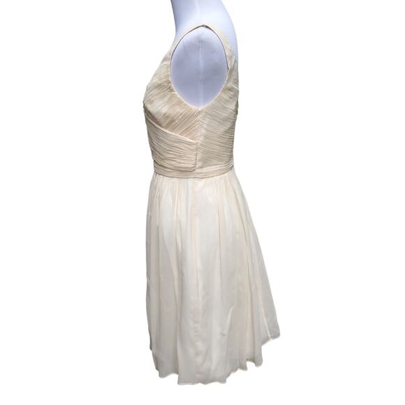 J. Crew Champagne Silk Chiffon Heidi Wedding Party Dress Style 93100 Sz 4 - Picture 7 of 16
